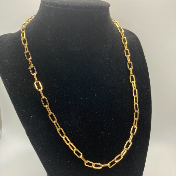 Paperclip Cable Chain Real 18K Gold Plated over Stainless Steel NEW 18 inches - Picture 3 of 3